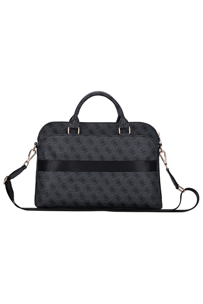 Guess Original Licensed 4g Patterned Triangle Logo Shoulder Strap 15 Inch Laptop Bag Black