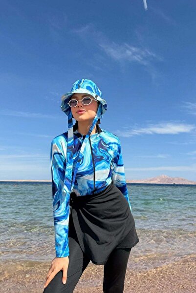 Hazamoda Σετ μαγιό 3 τεμαχίων Hijab Μπλε