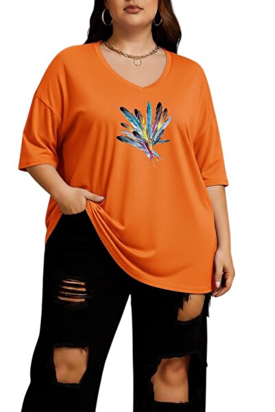 DM DOLCE MORE ΠΟΛΥΧΡΩΜΟ ΜΠΛΟΥΖΑΚΙ ΜΕ ΣΤΑΜΠΑ ΦΤΕΡΩΝ ΜΕ ΛΑΙΜΟΚΟΨΗ ΣΕ ΣΧΗΜΑ V, Μ...