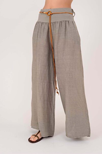 Park Moda 30343 ΠΑΝΤΕΛΟΝΙ ΛΙΝΟ ΜΕ ΦΑΡΔΙΑ ΜΠΑΤΣΟΥΤΣΕΤΕΣ ΚΑΙ ΖΩΝΗ