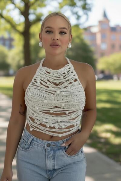 tce the charme elegant ειδικής σχεδίασης χειροποίητη πλεκτή γυναικεία μπλούζα