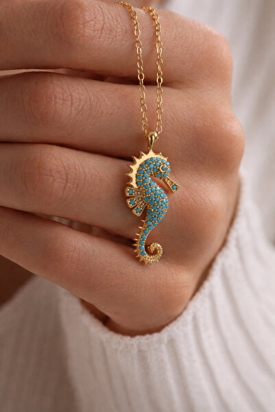 Auryne Jewelry Zarif Denizatı Kolyesi 14 Ayar Altın Kaplama Kadınlar İçin Hed...