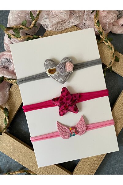 Miniko Butik Newborn Compatible Hair Band Set with Heart, Star, and Angel Fig...