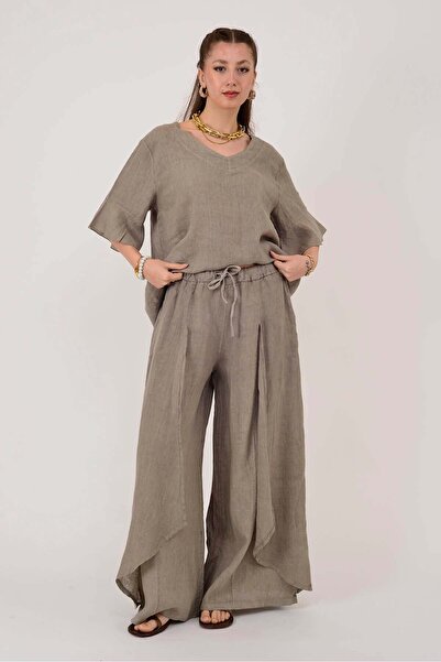 Park Moda E1125 ΠΑΝΤΕΛΟΝΙ ΑΠΟ ΛΙΝΟ ΜΕ ΚΟΥΜΠΩΜΑΤΑ