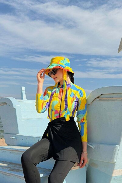 Hazamoda Σετ μαγιό 3 τεμαχίων Hijab Κίτρινο