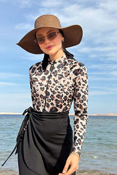 Hazamoda Σετ μαγιό 3 τεμαχίων Hijab Leopard