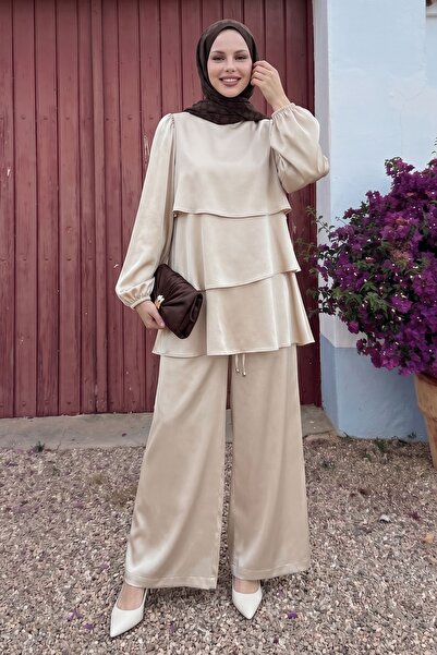 InStyle Layered Satin Stone Crepe Set