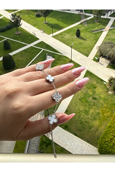 N.Merve Jewellery Silver Yonca Çelik Bileklik