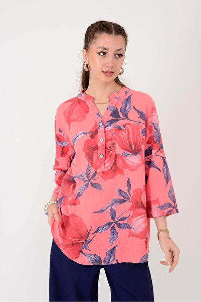 Park Moda 15455F-92 ΠΟΥΚΑΜΙΣΟ ΜΕ ΣΧΕΔΙΑ ΑΝΘΩΝ ΚΑΙ ΚΟΥΝΙΑΚΕΣ ΜΟΙΡΕΣ