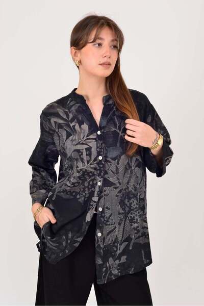 Park Moda 25003 YAPRAK ÇİÇEK DESEN GÖMLEK