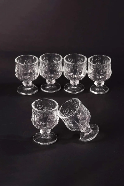 DYZSTAR Standing Coffee Side Glass Crystal Cut Shot Glass 7cm x 4 cm Set of 6