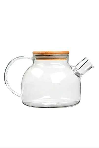 Generic Brand إبريق شاي زجاجي بوروسيليكات بغطاء من الخيزران 1000 مل Royaleks-...