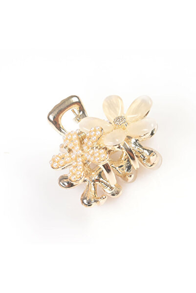 meli melo Cleste par auriu cu floare crem si perle decorative