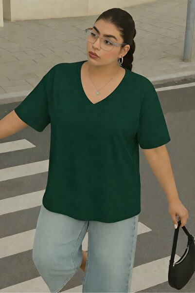 DM DOLCE MORE V-Neck Plus Size Oversized T-Shirt 3Cz3