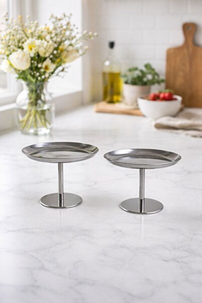 Ogeda Home 6'lı Gümüş Renk Metal Sunum Standı- Şık ve Dekoratif Kahve Yanı İk...