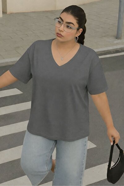 BENROMA V-Neck Plus Size Oversized T-Shirt 3Cz3