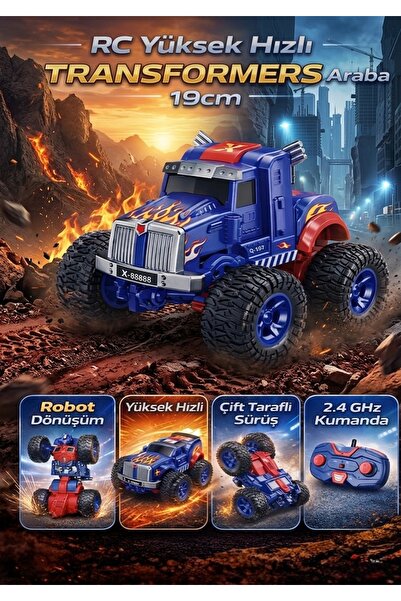 EGOMONİİ Uzaktan Kumandalı Şarjlı Işıklı Yüksek Hızlı Robota Dönüşen Transfor...