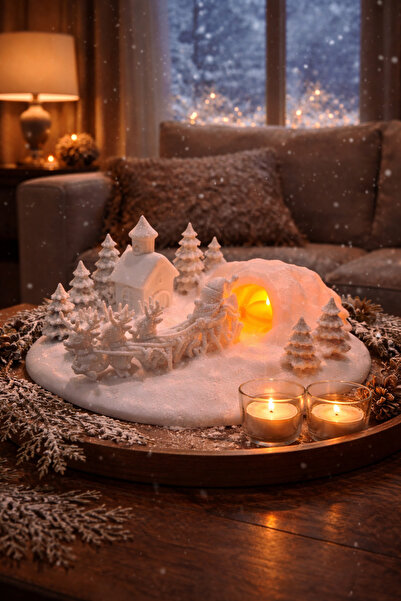 GECE 3D NOEL BABA VE GEYİK TEMALI KIŞ KONSEPTLİ DEKOR SÜS