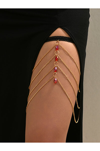 Take Two By Styli Layered Thigh Chain with Rhinestone Pendants