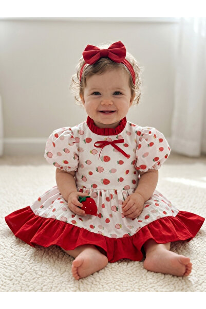 Mirace Styl Κοριτσίστικο φόρεμα με σχέδιο φράουλας – Καλοκαιρινό βρεφικό φόρε...