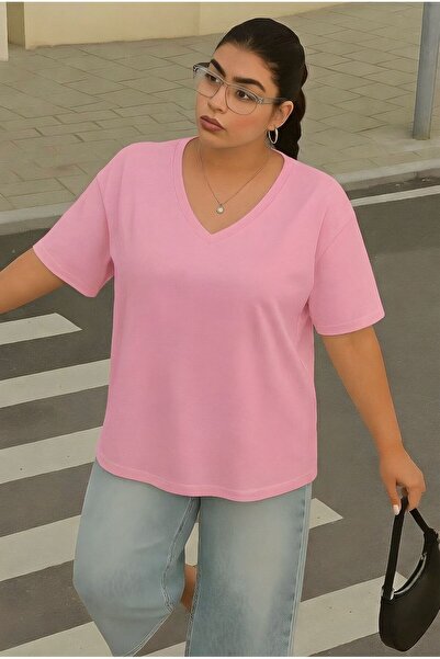 BENROMA V-Neck Plus Size Oversized T-Shirt 3Cz3