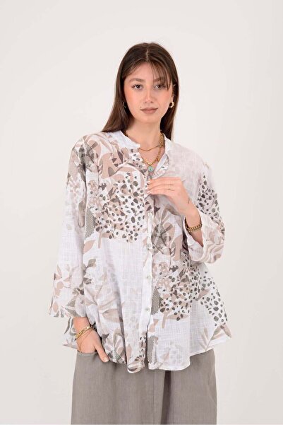 Park Moda 25003 ΠΟΥΚΑΜΙΣΟ ΜΕ ΣΧΕΔΙΟ ΑΝΘΩΝ ΚΑΙ ΦΥΛΛΩΝ