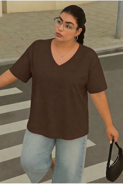 BENROMA V-Neck Plus Size Oversized T-Shirt 3Cz3