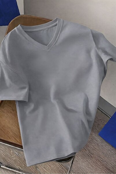 BENROMA تي شيرت كبير الحجم برقبة على شكل حرف V 4VQ2