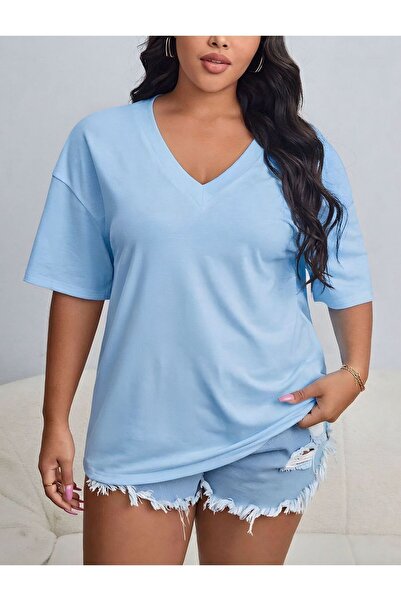 DM DOLCE MORE Μπλουζάκι με λαιμόκοψη V σε μεγάλο μέγεθος 4VQ1