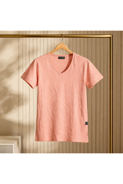 YŞRLİNE COLLECTİON Yşr Solid Color T-Shirt with Collar – Slim/Regular Fit Cot...