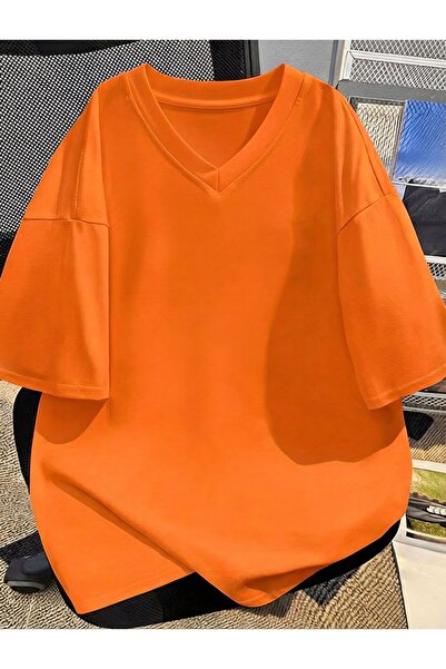 E-ROMA Μπλουζάκι με λαιμόκοψη V σε μεγάλο μέγεθος 2VQ5