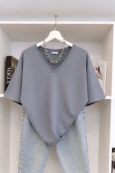 DM DOLCE MORE V-Neck Oversized T-Shirt 2Vq4