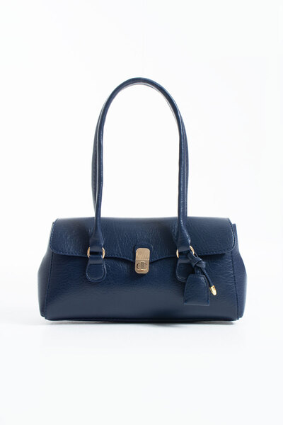 DEV 3 ADAM Nçs Navy Blue Baguette Women's Shoulder Bag with Flap and Lock Closure