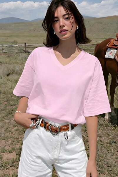 BENROMA تي شيرت كبير الحجم برقبة على شكل حرف V 2VQ1