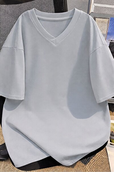 DM DOLCE MORE V-Neck Oversized T-Shirt 2Vq5