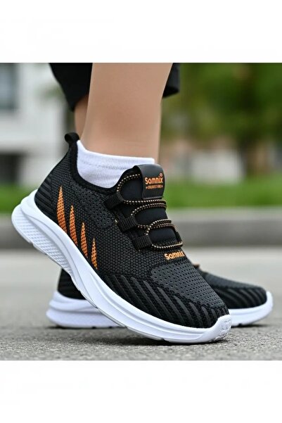Tuğba Ortopedi 511 Orthopedic Boy's Black/Orange Elastic Άνετα Αθλητικά Παπού...