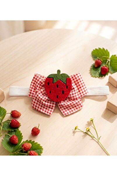 Panowill Design Kız Bebek Fiyonk ve Çilek Keçe Süslemeli Özel Gün Saç Bantlar...