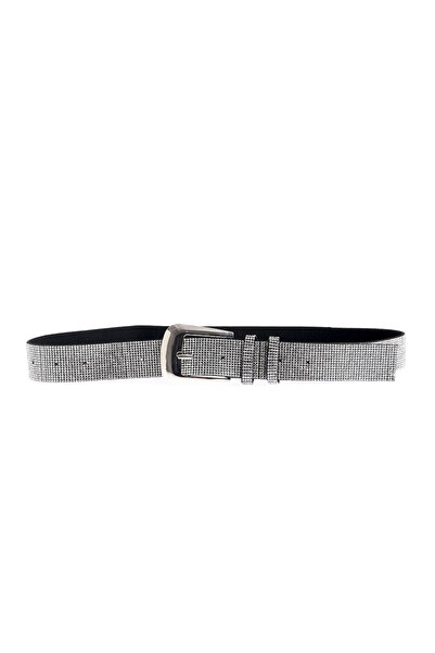 meli melo Thin belt with silver rhinestones and metal buckle