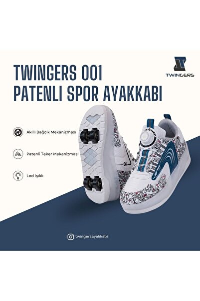 Patenli Işıklı Tekerlekli Çocuk Spor Ayakkabı Kaykay sneaker