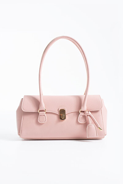 DEV 3 ADAM Nçs Pink Baguette Women's Shoulder Bag with Flap and Lock Closure