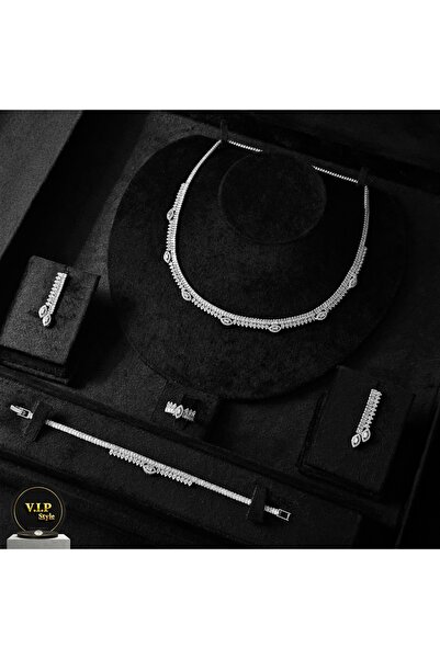 jewelrystore طقم اكسسوارات زركون اربع قطع مع علبه