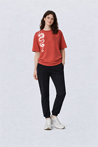 ZAVIXO -Unisex Oversize Basic Dragon Print T-Shirt – 100% Cotton Soft Texture...
