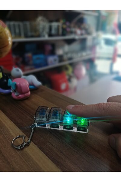BlcBoutique Mekanik Switch Klavye Anahtarlık LED Işıklı Tık Tık Sesli Anti-St...