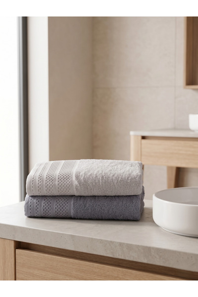 VİENNA Set of 2 100X150 cm Bath Towels 100% Cotton High Absorbency Large Size...