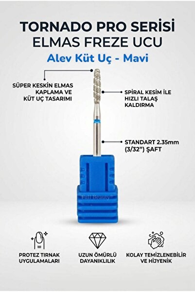 Full Beauty Tornado Alev Uç 2.0 mm Elmas Freze Ucu Protez Tırnak Kalıcı Oje Ç...