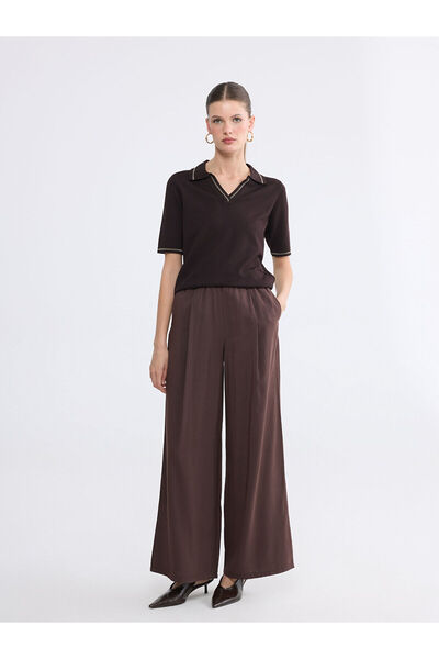 LC Waikiki Nevavm Women's Wide Leg Pants with Elastic Waist and Difference in...