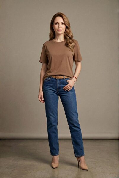 Betimoda Women's Boat Neck Short Sleeve Flexible Viscose Bodysuit Brown