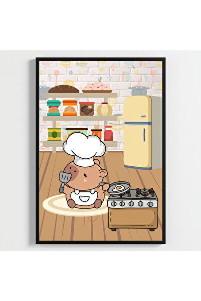 Yes Chef! Cute Cooks Modern Kitchen Poster–Decorative 3-Piece Set A4 Frameless