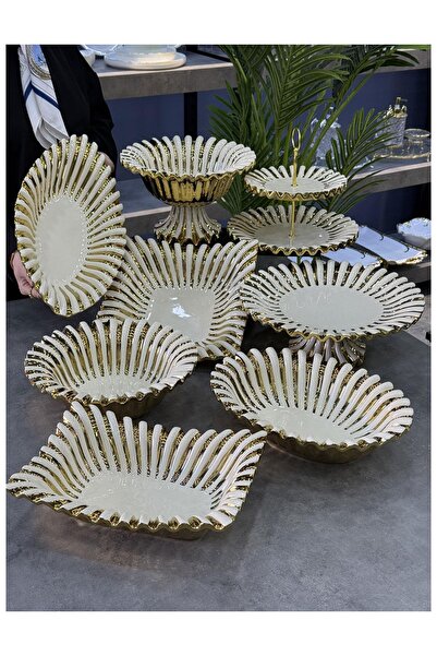 Doğudeko Lüx Alba Gold 8 Piece Serving Presentation Set
