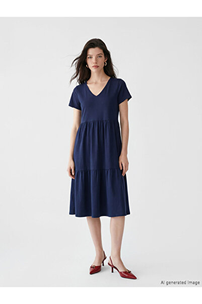 LC Waikiki Özmarka New Season V-Neck Layered Dress